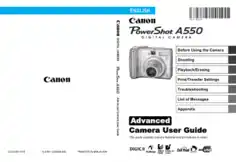 Free Download PDF Books, CANON Camera PowerShot A550 Advance User Guide