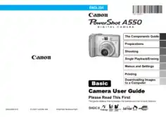 CANON Camera PowerShot A550 Basic User Guide