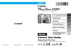 Free Download PDF Books, CANON Camera PowerShot A560 Basic User Guide