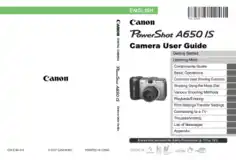 CANON Camera PowerShot A650 IS User Guide