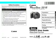 CANON Camera PowerShot S3 IS Basic User Guide
