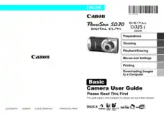 CANON Camera PowerShot SD30 Basic User Guide