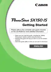Free Download PDF Books, Digital Camera CANON PowerShot SX150IS Getting Started Guide