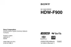 SONY Camcorder Camera HDW-F900 Operation Manual