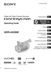 Free Download PDF Books, SONY Digital HD Video Camera Recorder HDR-AX2000 Operating Guide