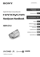SONY Digital HD Video Camera Recorder HDR-CX12 HandBook
