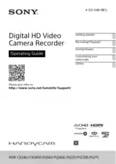 SONY Digital HD Video Camera Recorder HDR-CX240 PJ240 PJ270 PJ275 Operating Guide