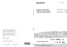 SONY Digital HD Video Camera Recorder HDR-CX360 PJ10 PJ30 Operation Manual