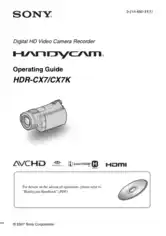 SONY Digital HD Video Camera Recorder HDR-CX7 Operation Manual