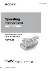 SONY Digital HD Video Camera Recorder HDR-FX1 Operating Instructions