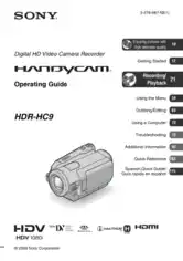 SONY Digital HD Video Camera Recorder HDR-HC9 Operating Guide