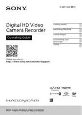 SONY Digital HD Video Camera Recorder HDR-PJ810 PJ810E PJ820 PJ820E Operating Guide