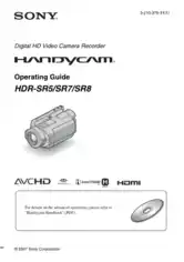 SONY Digital HD Video Camera Recorder HDR-SR5 SR7 SR8 Operation Manual