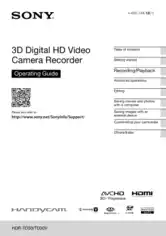 SONY Digital HD Video Camera Recorder HDR-TD30 TD30V Operating Guide
