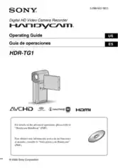 SONY Digital HD Video Camera Recorder HDR-TG1 Operating Instructions