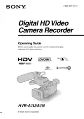 SONY Digital HD Video Camera Recorder HVR-A1U A1N Operating Instructions