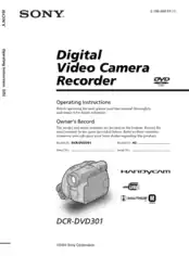 SONY Digital Video Camera Recorder DCR-DVD301 Operating Instructions