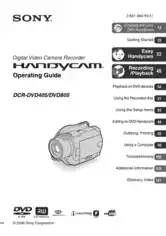 SONY Digital Video Camera Recorder DCR-DVD405 DVD805 Operation Manual
