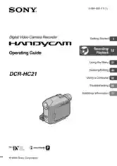 SONY Digital Video Camera Recorder DCR-HC21 Operation Manual