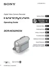 SONY Digital Video Camera Recorder DCR-HC52-HC54 Operating Guide