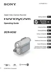 SONY Digital Video Camera Recorder DCR-HC62 Operating Guide