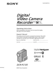 SONY Digital Video Camera Recorder DCR-PC105 Operating Instructions