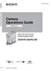 SONY Digital Video Camera Recorder DCR-PC109 REVISION Operating Guide
