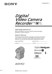 SONY Digital Video Camera Recorder DCR-PC3 Operating Instructions