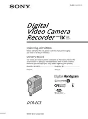 SONY Digital Video Camera Recorder DCR-PC5 Operating Instructions