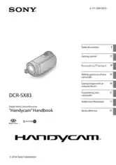 SONY Digital Video Camera Recorder DCR-SX83 HandBook