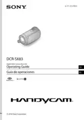 SONY Digital Video Camera Recorder DCR-SX83 Operating Guide