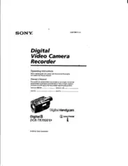SONY Digital Video Camera Recorder DCR-TR7000 Operating Instructions