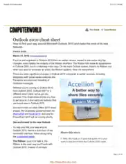 Outlook 2010 Cheat Sheet