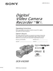 Free Download PDF Books, SONY Digital Video Camera Recorder DCR-VX2000 Operating Instructions