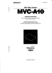 SONY Still Video Camera MVC-A10 Operating Instructions