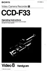 SONY Video Camera Recorder CCD-F33 Operating Instructions
