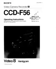 SONY Video Camera Recorder CCD-F56 Operating Instructions