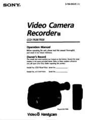 SONY Video Camera Recorder CCD-TR28 TR30 Operation Manual