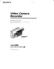 SONY Video Camera Recorder CCD-TR315-416 Operating Instructions