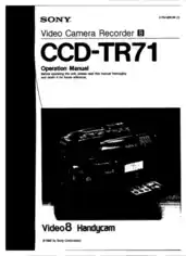SONY Video Camera Recorder CCD-TR71 Operation Manual