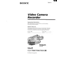 SONY Video Camera Recorder CCD-TR86 Operating Instructions