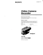 SONY Video Camera Recorder CCD-TR930 Operating Instructions
