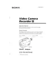 SONY Video Camera Recorder CCD-TRV30 TRV40 Operation Manual