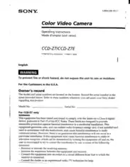 SONY Video Camera Recorder CCD-Z7 Operating Instructions