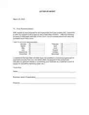 Free Download PDF Books, Letter of Intent to Purchase Product Line Template