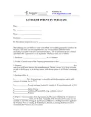 Letter Of Intent To Purchase Residential Property Template