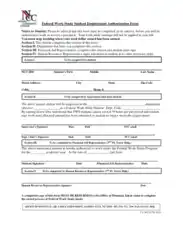 Federal Work Study Student Employment Authorization Form Template