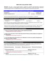 Employee Evaluation Form Format Template