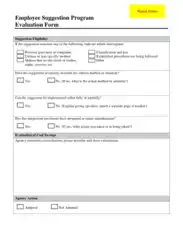 Employee Suggestion Evaluation Form Template