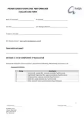 Probationary Employee Performance Self Evaluation Form Template